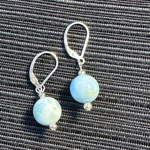 AAA Larimar Earrings 10mm Genuine Blue Drop Dangle Sterling Silver Leverback